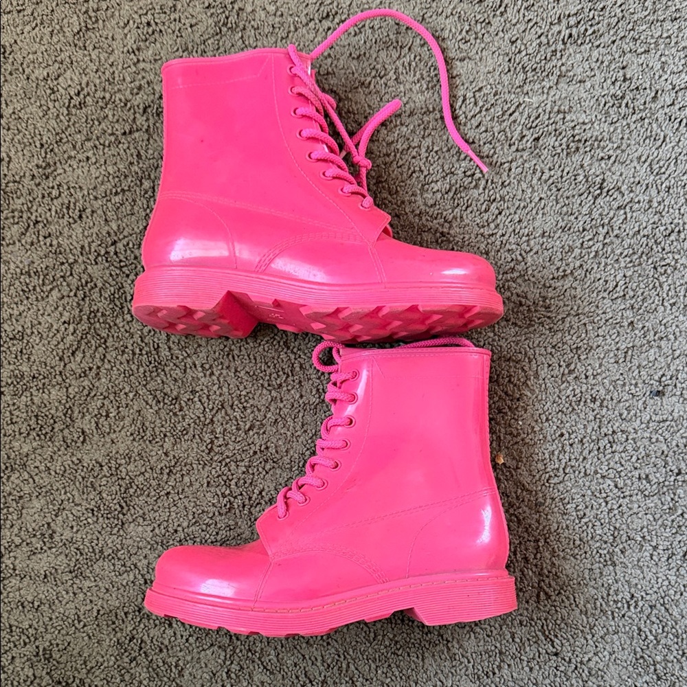 Wild Diva Hot Pink Combat Boots